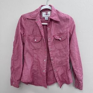 Levi's Western Shirt Houndstooth Button Down Pearl Snap Red White Small